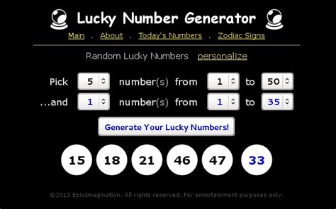 6/58 lucky number generator